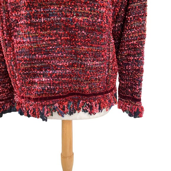 Yak Magik Silk Velvet Whimsigoth Jacket Red Fairy Grunge Fringe Maximalist-L - Picture 11 of 16